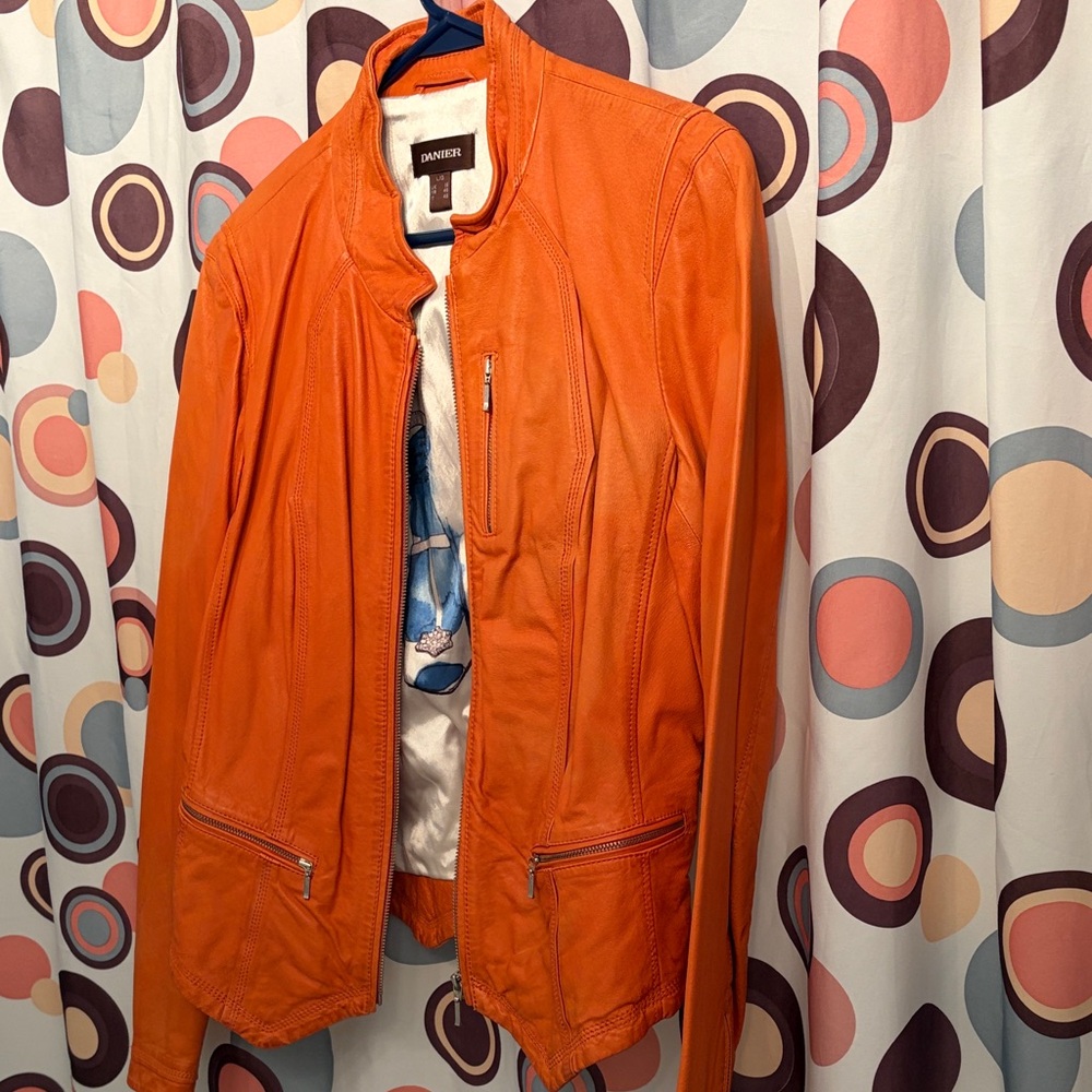 Danier Bright Orange Leather Jacket